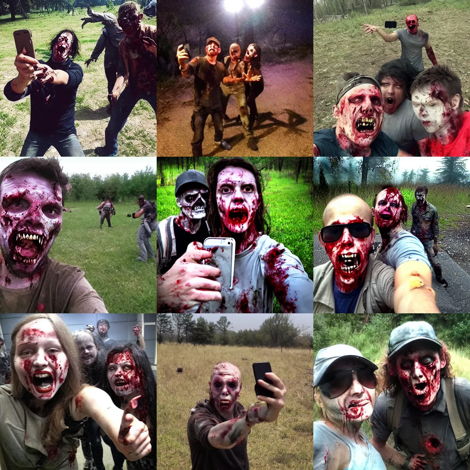 Prompt: Selfie during a zombie apocalypse