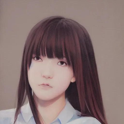 Image similar to a high detail portrait of high school girl by makoto sinkai, in simple background, CLIP STADIO, mad painting