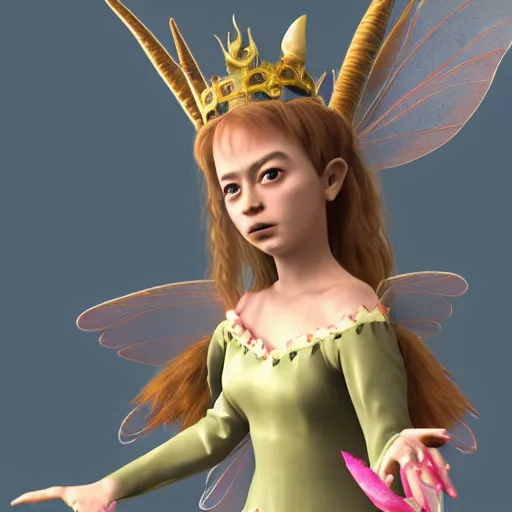 Prompt: a beautiful fairy princess is angry at a jester, 3 d render, cute, angry