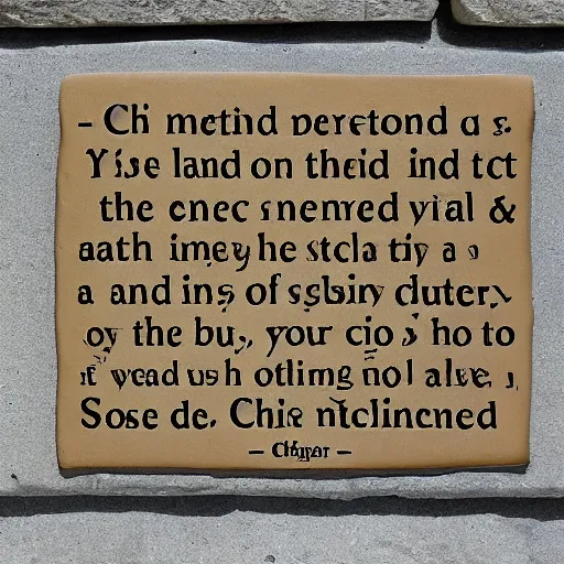 Prompt: meaning of life quote, chiseled on stone, words, stone plaque