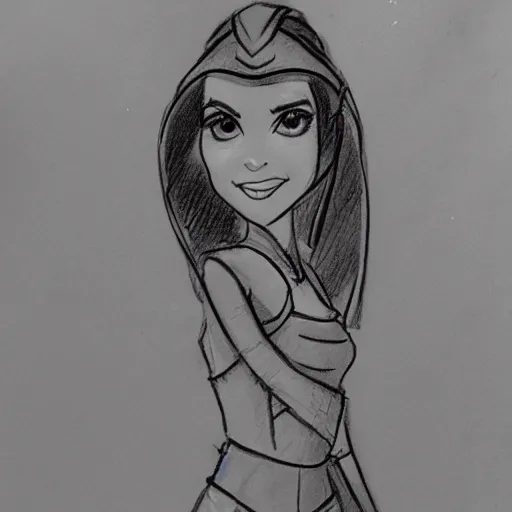 Image similar to milt kahl sketch of victoria justice as princess padme from star wars episode 3