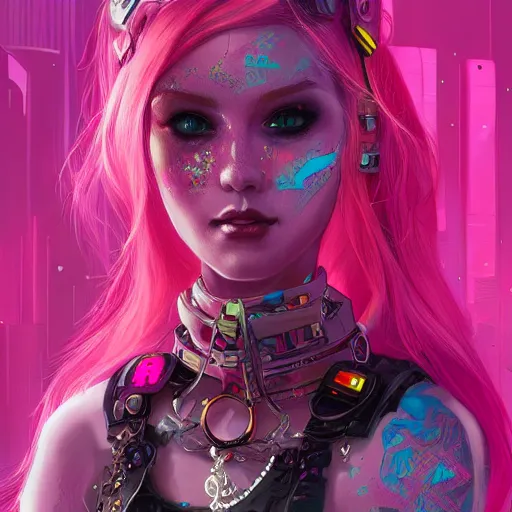 Image similar to teen elf, cyberpunk, pink hair, gorgeous, amazing, elegant, intricate, highly detailed, digital painting, artstation, concept art, sharp focus, illustration, art by ross tran