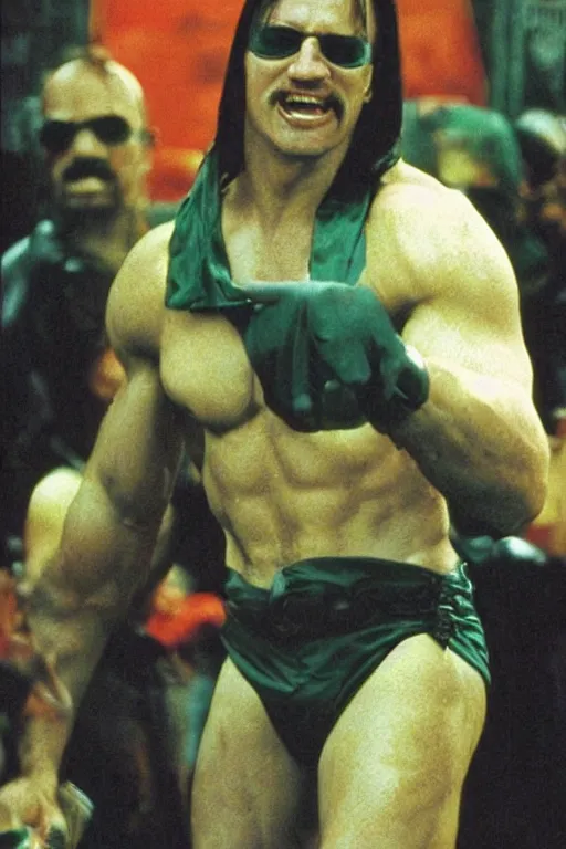 Image similar to Hulk Hogan the main actor of the film Matrix 1999 4k,