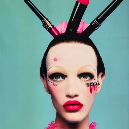 Image similar to portrait of an alien with lipstick, kodak, detailed, vogue magazine