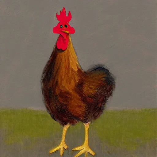 Image similar to a high quality photo of a chicken wearing a suit, impressionism, 8 k