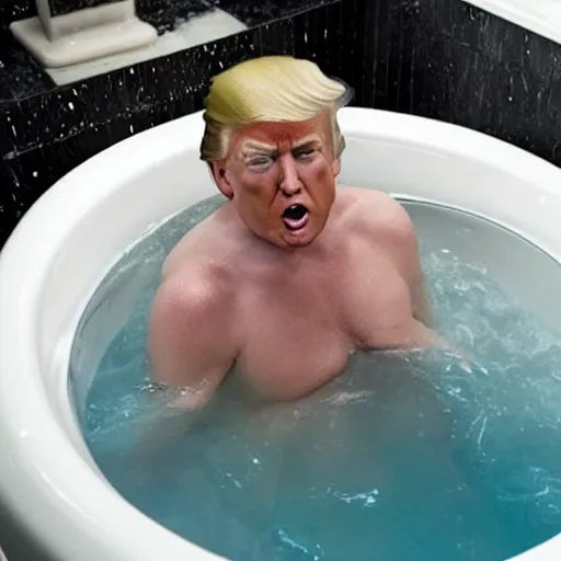 Image similar to donald trump having a bath while having a nightmare