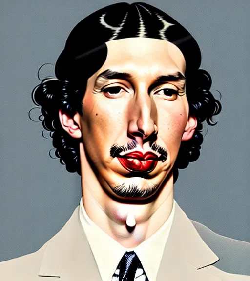 Prompt: portrait of adam driver by norman rockwell and gil elvgren and ikenaga yasunari and ayana otake and ko rakusui