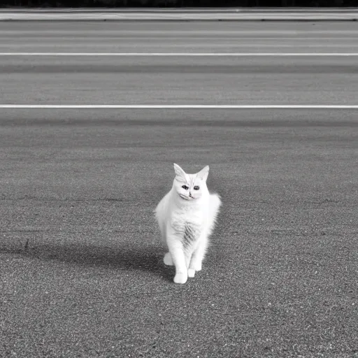 Prompt: an award winning photograph of a cat on a runway