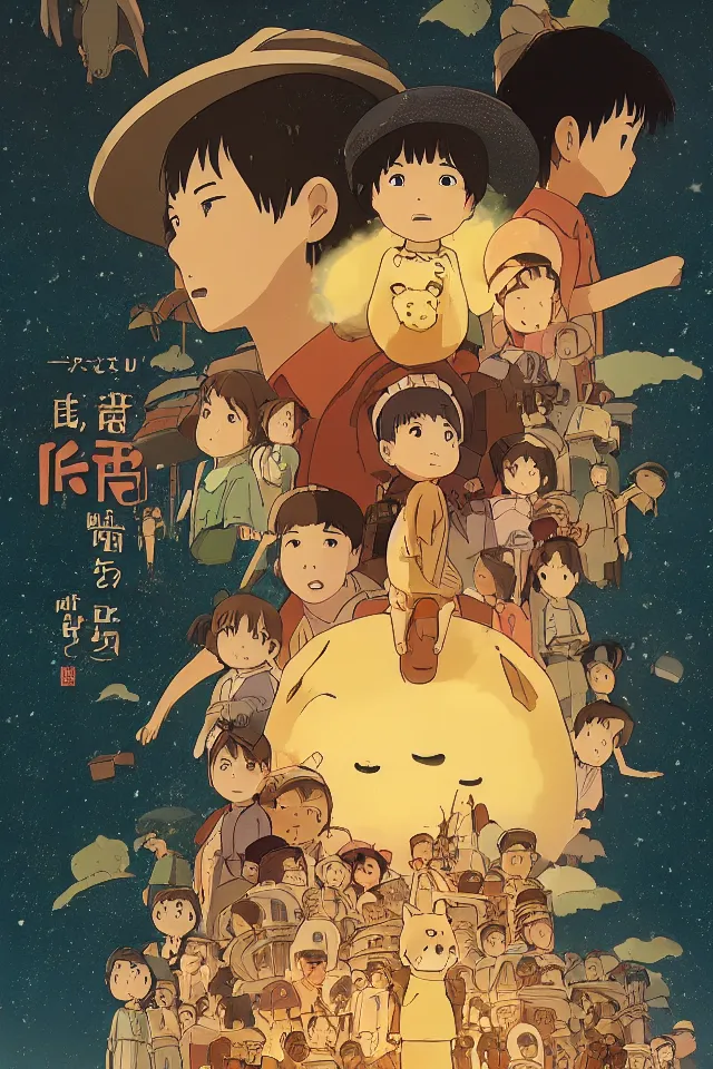 Image similar to a portrait of the movie poster of graveyard of the fireflies with all the characters replaced with shiba inus, in the art style of studio ghibli, miyao hayazaki, artistic 4 k