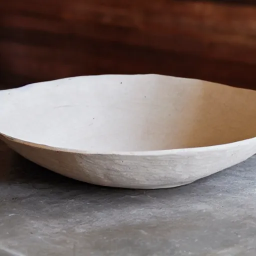 Prompt: natural ceramic bowl on a terazzo table, advanced firing technique