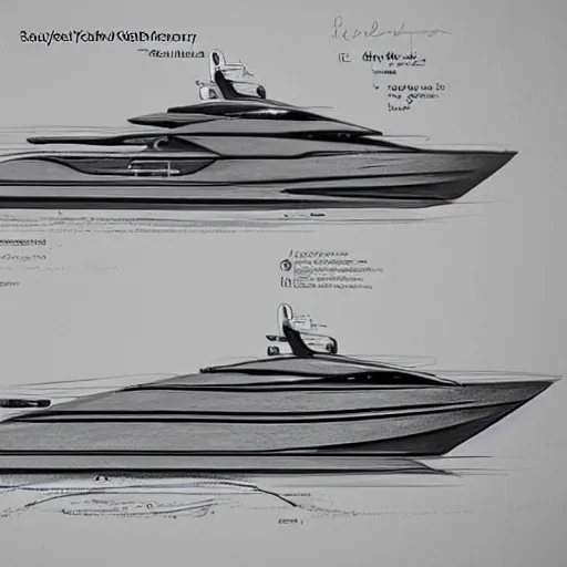 Image similar to sketches of super yacht, technical, detailed