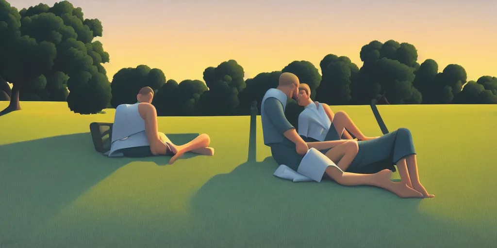 Image similar to lovers, blue sky, summer evening, kenton nelson