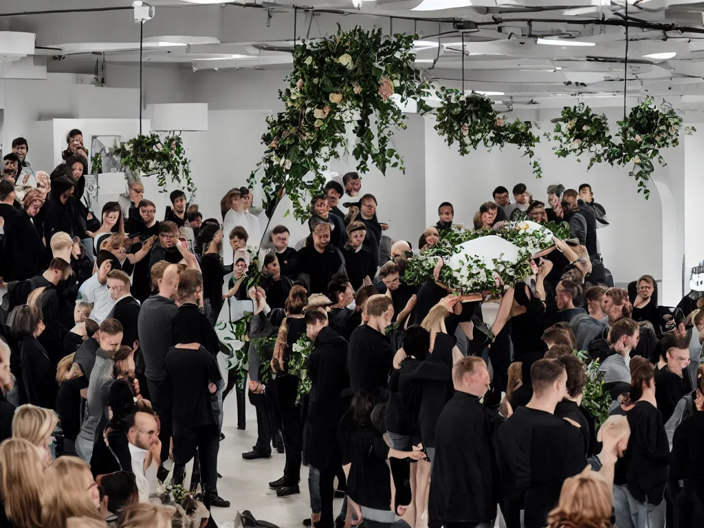 Prompt: funeral for a design agency called fjord