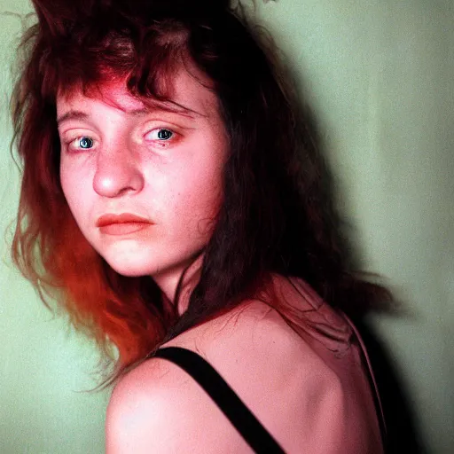 Prompt: a candid, intimate, authentic, portrait, high resolution, color, digital photo of a cute 2 2 year old alternative woman from brisbane in the year 1 9 8 8. slightly long shot