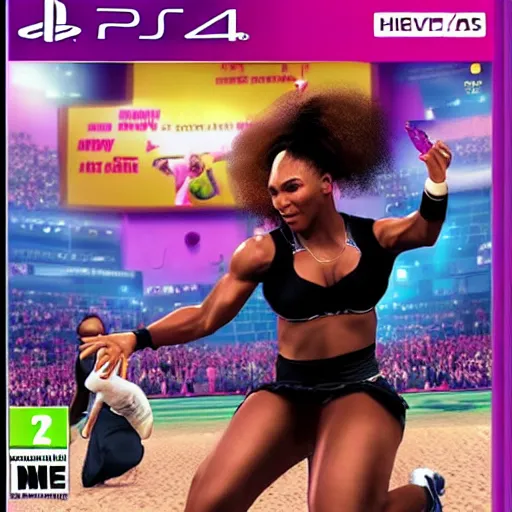 Prompt: video game box art of a ps 4 game called serena williams dance craze, 4 k, highly detailed cover art.