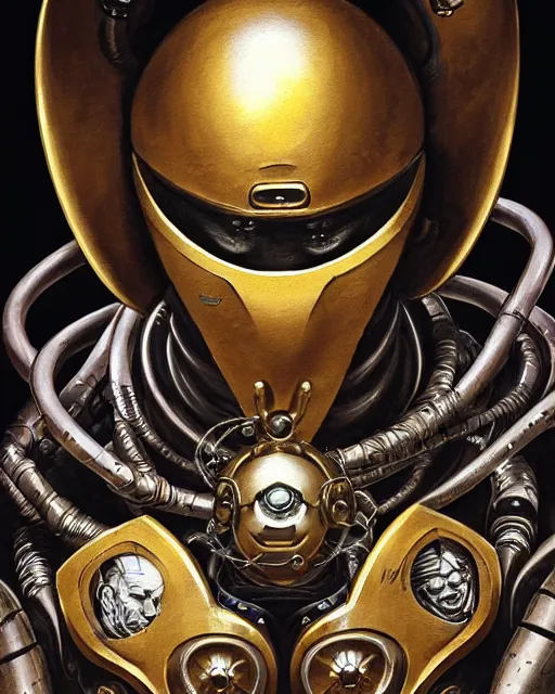 Image similar to zenyatta from overwatch, heavey metal magazine cover, character portrait, portrait, close up, concept art, intricate details, highly detailed, in the style of frank frazetta, r. giger, esteban maroto, richard corben, pepe moreno, matt howarth, stefano tamburini, tanino liberatore, luis royo and alex ebel