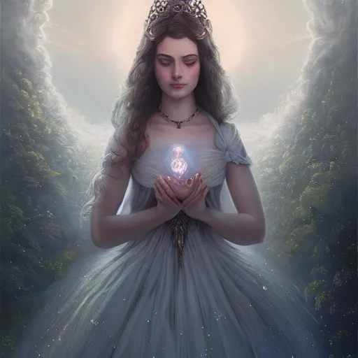 Prompt: a beautiful digital painting of a princess, princess, the moon behind her, intricate, cinematic lighting, highly detailed, digital painting, concept art, smooth, sharp focus, illustration, art by tom bagshaw, artgerm and greg rutkowski - 1 0 0 k