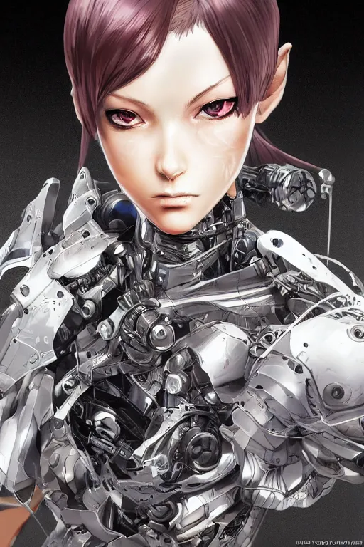 Prompt: cyborg in action, 3d, third person, sci-fi fantasy, intricate, elegant, highly detailed, lifelike, photorealistic, digital painting, artstation, illustration, concept art, sharp focus, art in the style of Shigenori Soejima