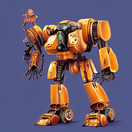 Image similar to hy - gogg mecha with extendable multi segmented arms, orangutan mecha with long arms and sci - fi weaponry, realistic, cannon eos, behance hd