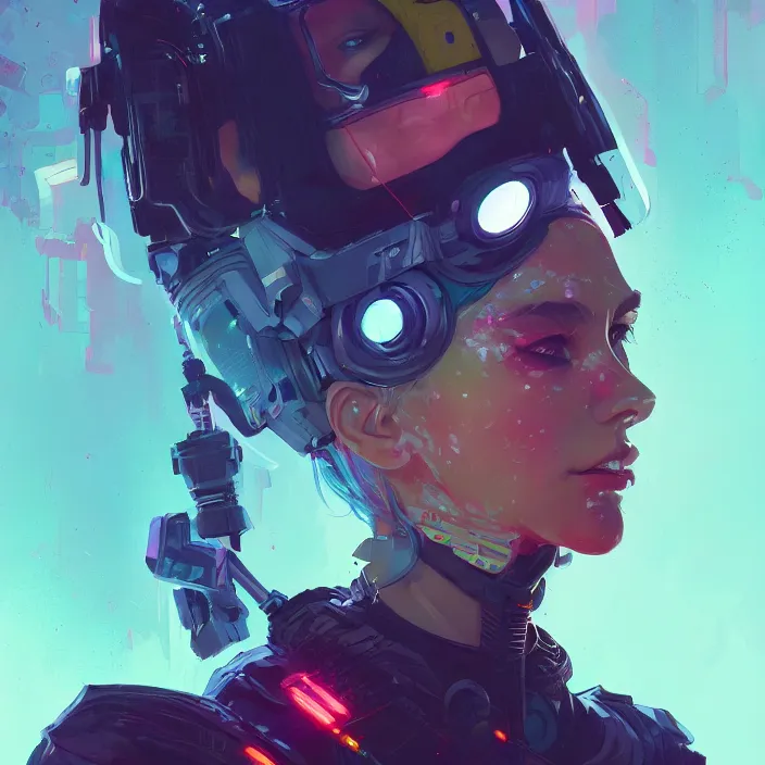 Prompt: a beautiful portrait painting of a cyberpunk girl by pascal blanche and sachin teng and sam yang and greg rutkowski, in style of colorful comic. symmetry, hyper detailed. octanev render. trending on artstation