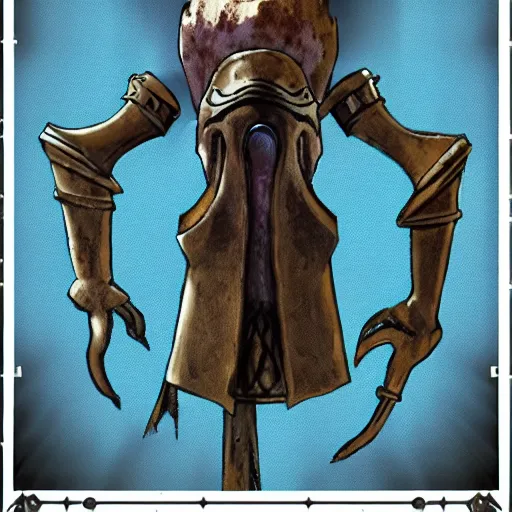 Prompt: squidward as a dark souls boss, Art Deco