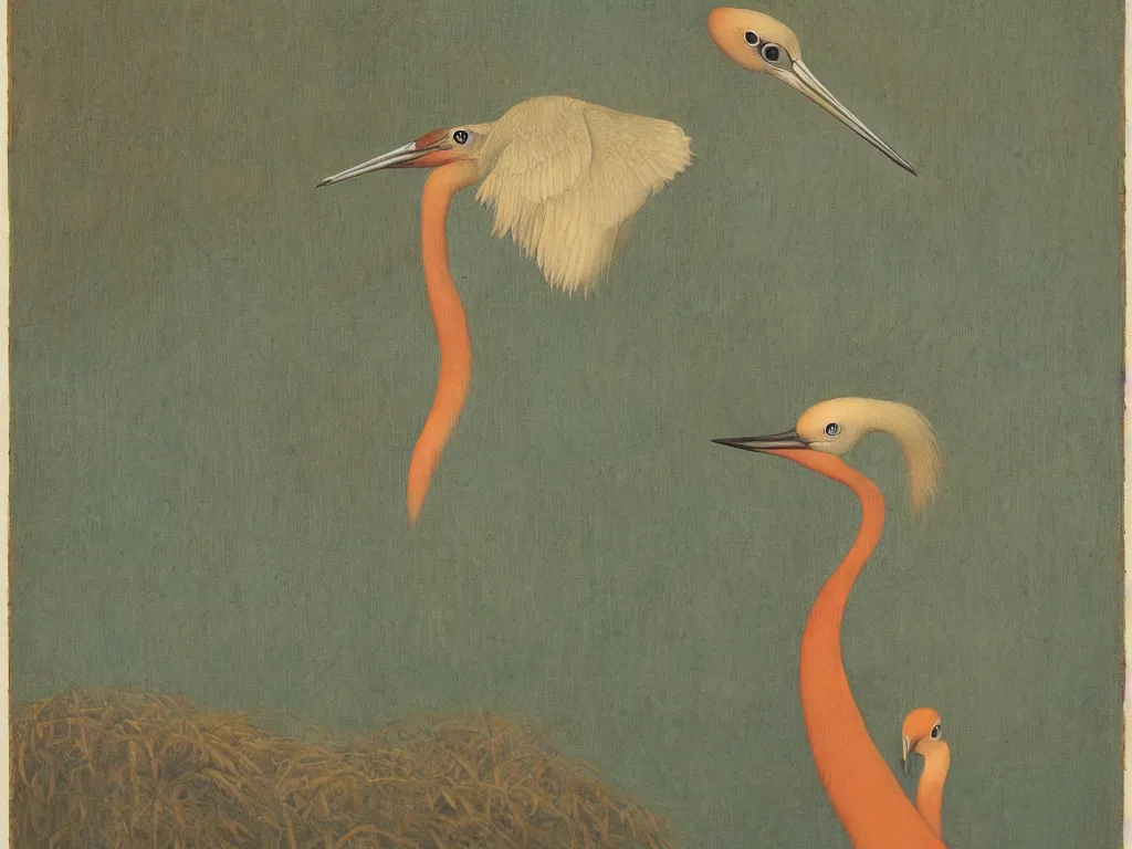 Prompt: portrait of a crane. Indian Mughal miniature, Agnes Pelton