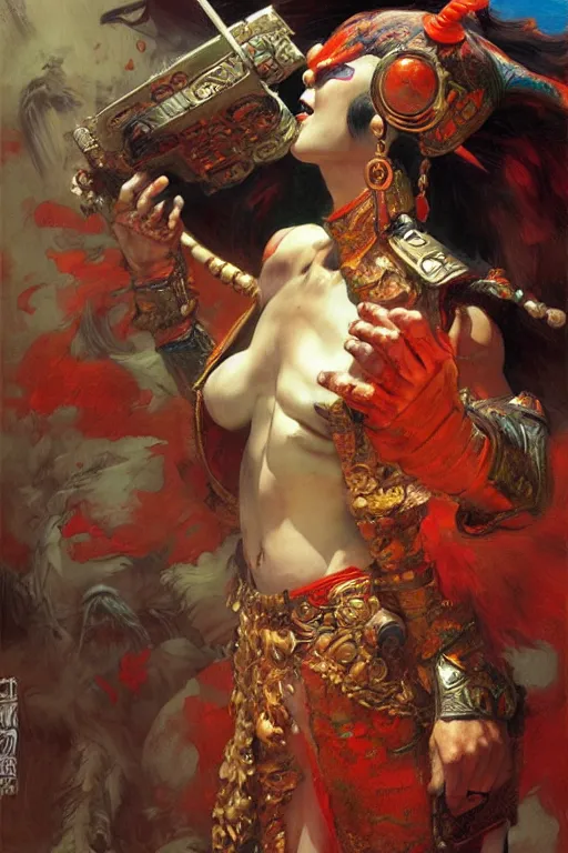 Image similar to monster, character design, tang dynasty, colorful, painting by gaston bussiere, craig mullins, j. c. leyendecker, tom of finland