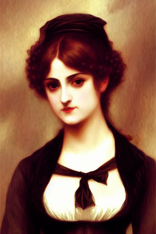 Image similar to dark gothic jane austen, painting by rossetti bouguereau, detailed art, artstation