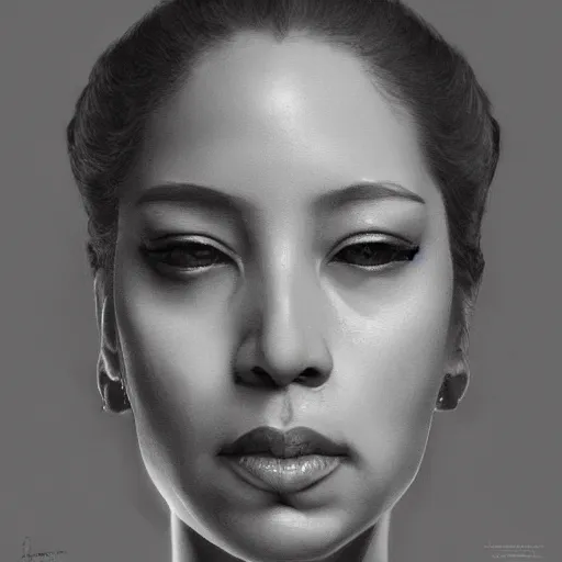 Image similar to hyperrealistic photograph of a highly detailed portrait of beautiful quannah chasinghorse,, in the style of jin kagetsu, wlop, chuck close, highly detailed, face symmetry, masterpiece, award winning, sharp focus, intricate concept art, ambient lighting, 8 k, artstation