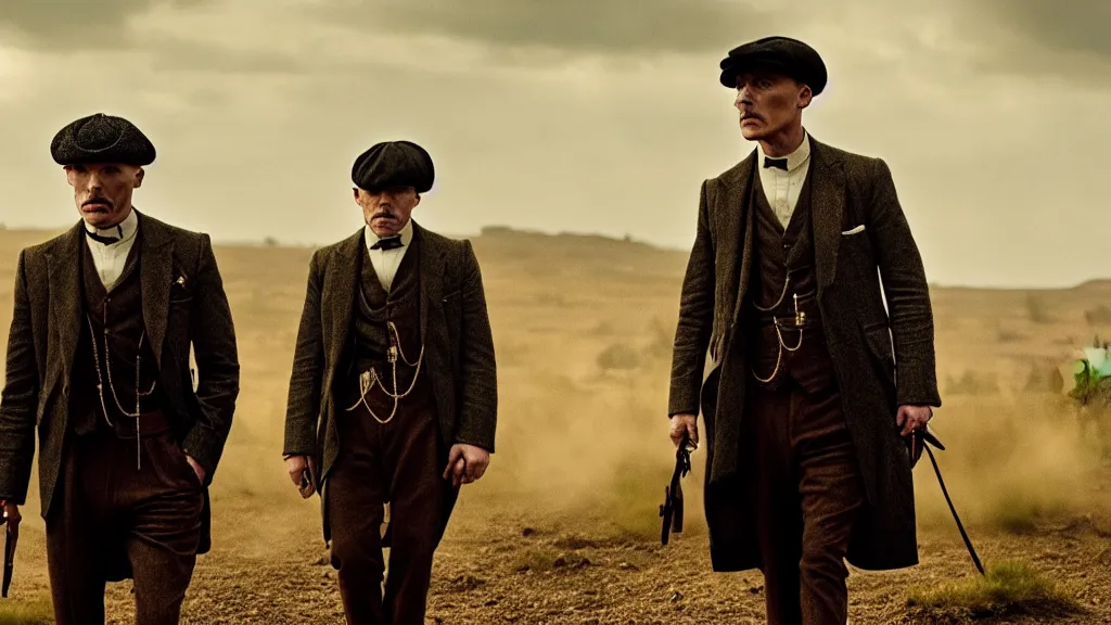 Image similar to the peaky blinders prickly pear film still from the movie directed by denis villeneuve with art direction by zdzis