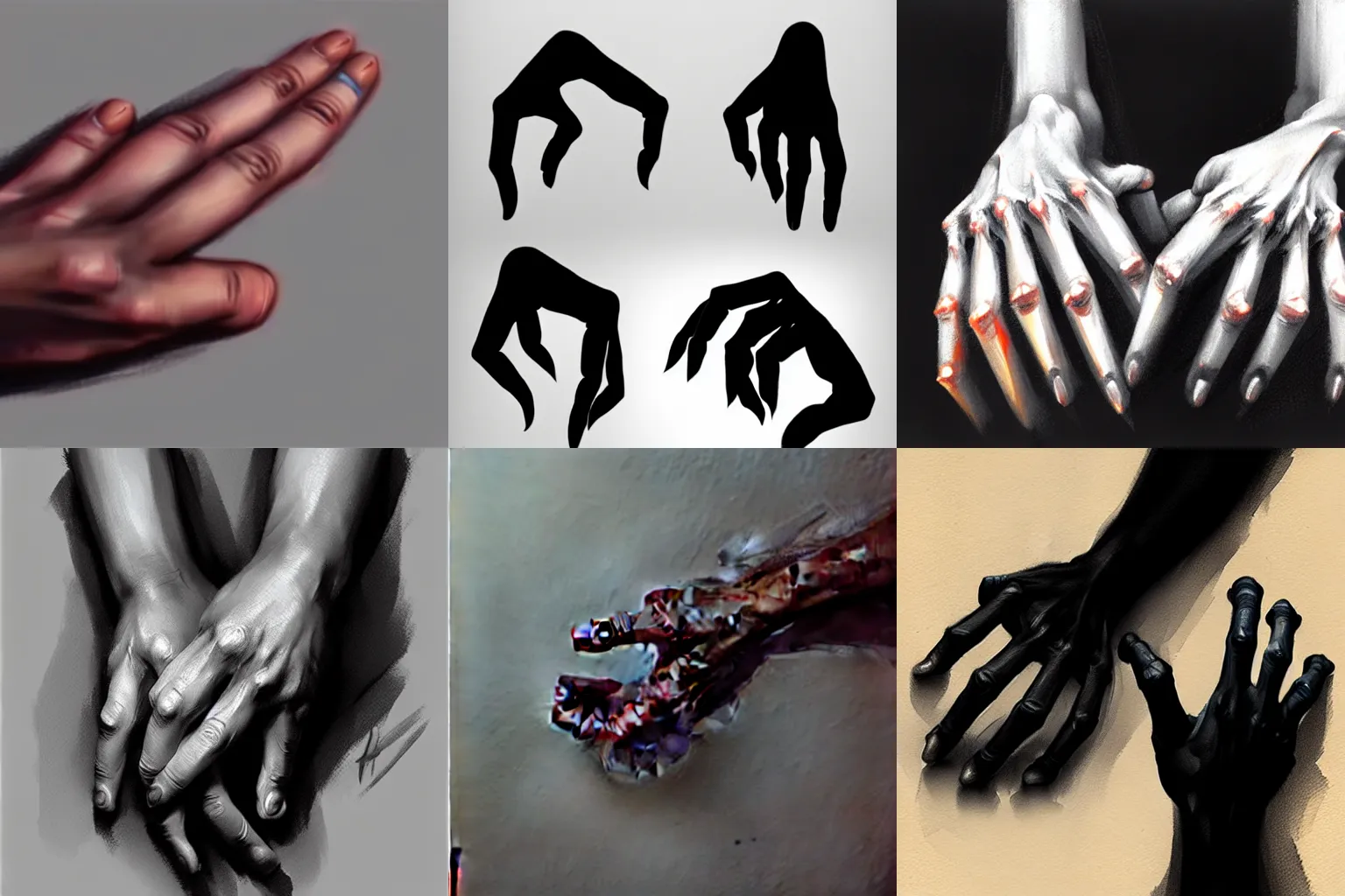 Prompt: human hands. reference, tutorial, practice. Greg Rutkowski