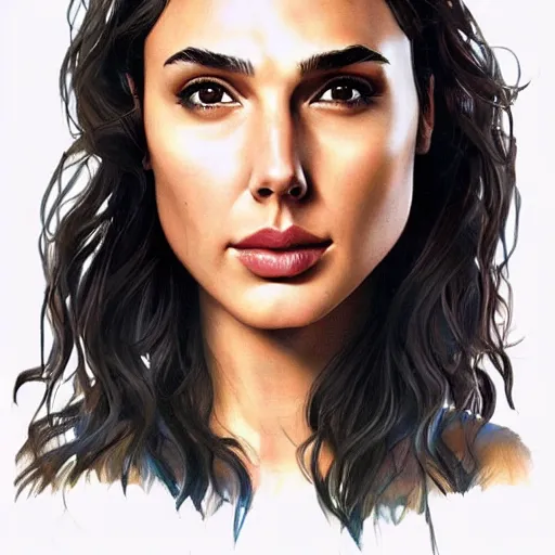 Image similar to a beautiful portrait of gal gadot by Karmen loh and, detailed, proportional, trending on art station, 4k