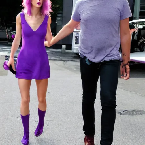 Prompt: purple Taylor Swift with purple face, purple skin, purple arms, purple legs