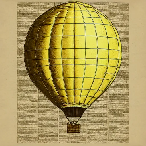 Prompt: “an old yellowed etch on canvas of a hot air balloon floating between the clouds, the balloon fabric is a spherical world map. Jules vernes, steampunk style, sepia and yellow paper”