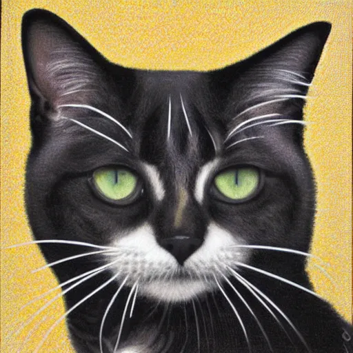 Prompt: a portrait of a cat by chuck close
