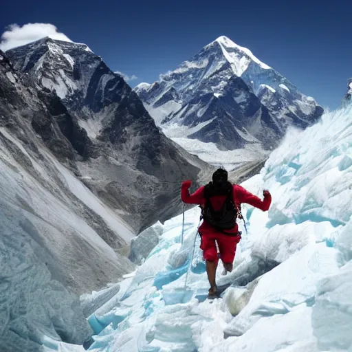 Image similar to man running up mount everest