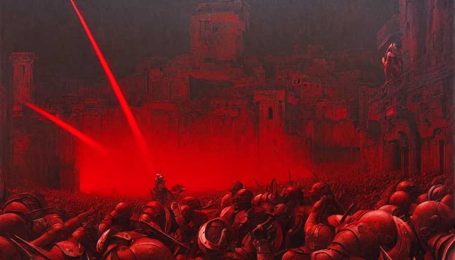 Image similar to only with red, a lightly armored gladiator in a crowded roman amphitheatre, crowd cheering, in the style of beksinski and edward hopper and rodcenko and yue minjun and artgerm, intricate and epic composition, red by caravaggio, highly detailed, masterpiece, red light, artstation, art nouveau