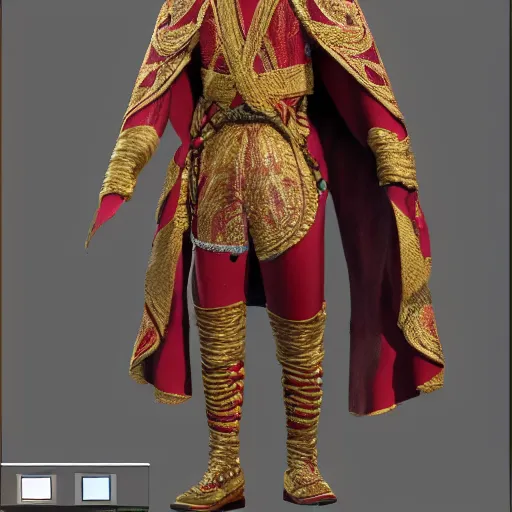 Image similar to full body painting of a highly detailed king in rope with cape, 8 k octane render, unreal engine, concept art, photorealistic