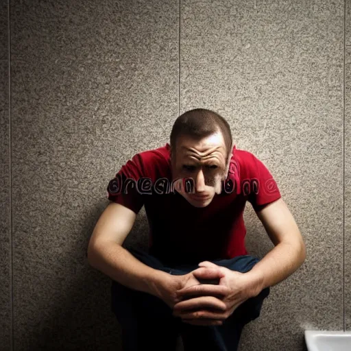 Prompt: man holding in explosive diarrhea waits for bathroom stall, stock photo, 4k, ultra detailed, istockphoto