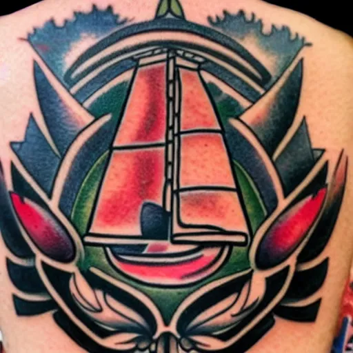 Image similar to a xoloescuincle, sailor jerry tattoo