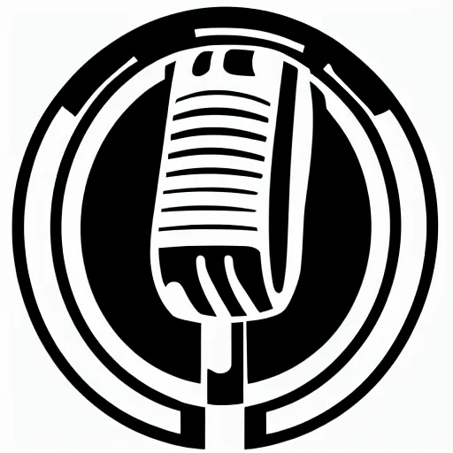 Prompt: iconic vector logo illustration of a microphone line art, bold