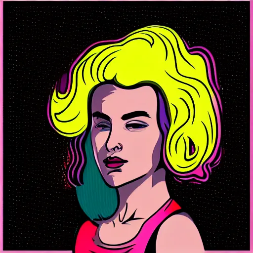 Image similar to a portrait of girl with a nose ring, head covered, in retro colors, synthwave style, 2 d digital vector art