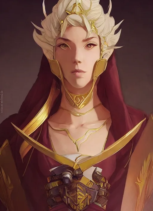 Prompt: empress, fire emblem, art by studio ghibli and j. c. leyendecker and greg rutkowski and artgerm, portrait, d & d, fantasy, highly detailed, digital painting, trending on artstation, concept art, sharp focus, illustration