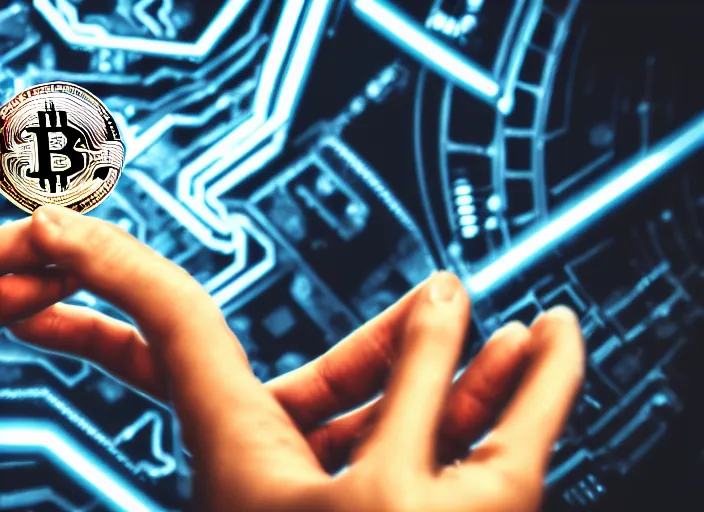 Image similar to mechanical cybernetic hand holding a bitcoin. centered. horror cyberpunk dystopia style. highly detailed 8 k. intricate. nikon d 8 5 0 3 0 0 mm. award winning photography.