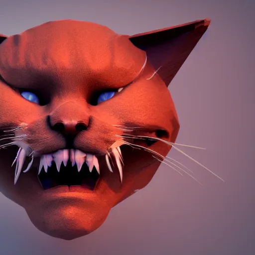 Prompt: hell face cat, low poly, 3 d render, high detail, artstation, concept art, behance, ray tracing, smooth, sharp focus, ethereal lighting