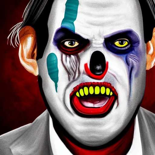 Image similar to a striking digital painting portrait of bolsonaro as a zombie clown