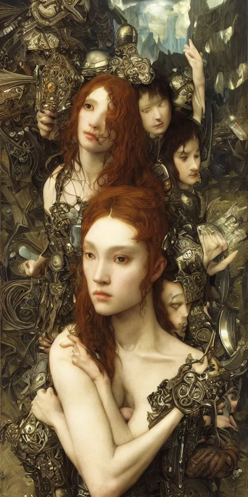 Image similar to masterpiece souls, masterpiece by Edgar Maxence and Ross Tran and Michael Whelan and Caravaggio artistic, intricate drawing, realistic fantasy, extremely detailed and beautiful aesthetic celtic face, establishing shot, 8k resolution, dramatic lighting,