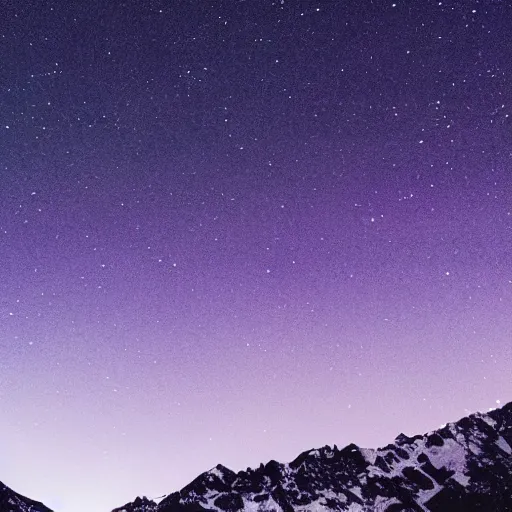 Prompt: view of the night sky above mountains, very large moon covering most of the sky, dark, purple hues