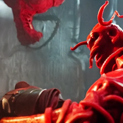 Image similar to twizzlers!!!! hellboy, movie still, high detail