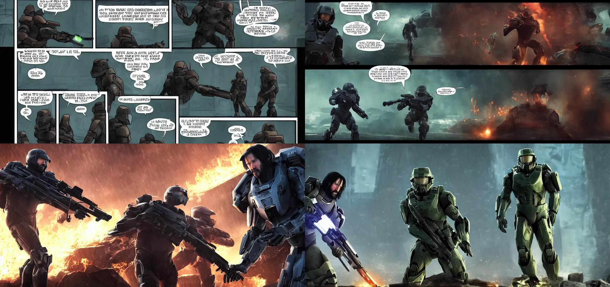 Prompt: John Wick fights Master Chief